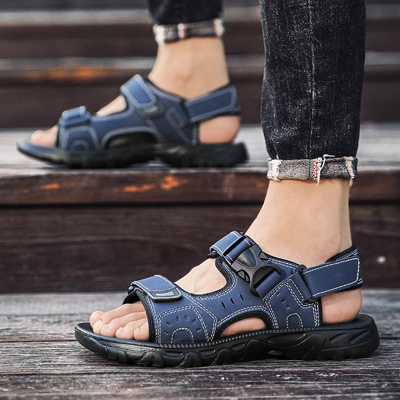 Sandália Masculina de Couro Confortável