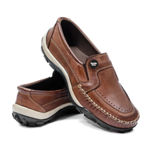 Tênis Masculino Slip On Confortável De Couro