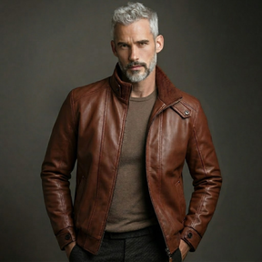 Jaqueta de Couro Masculina Slim