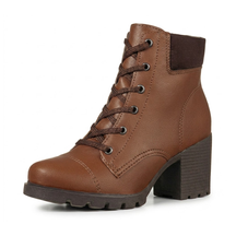 Bota Coturno Feminino de Couro Tratorado