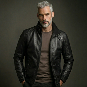 Jaqueta de Couro Masculina Slim