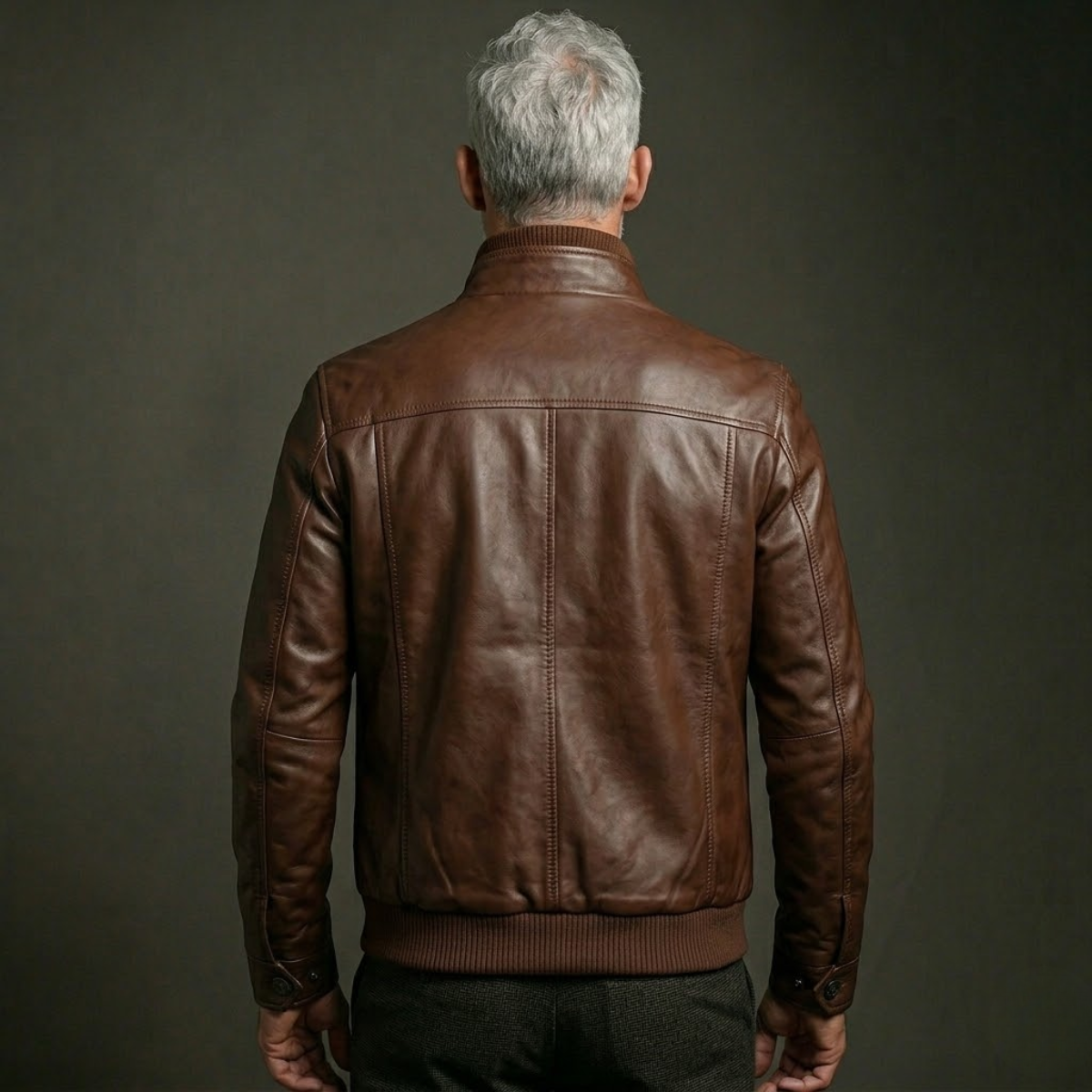 Jaqueta de Couro Masculina Slim
