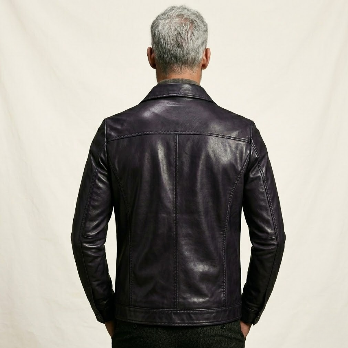 Jaqueta de Couro Legítimo Masculina Slim
