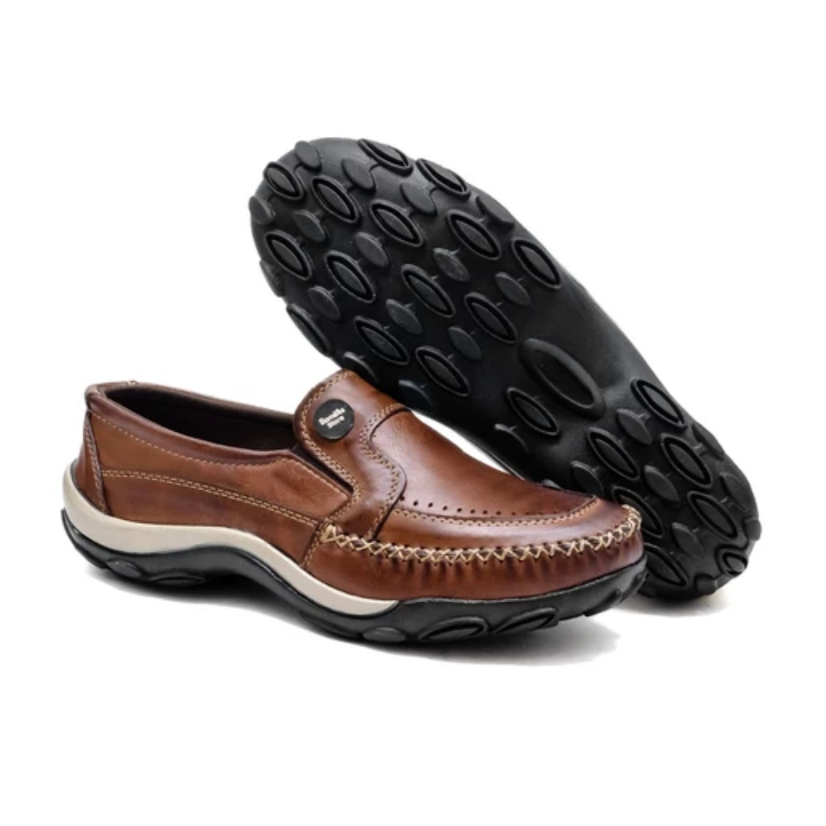 Tênis Masculino Slip On Confortável De Couro
