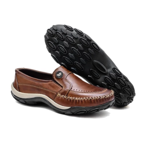 Tênis Masculino Slip On Confortável De Couro