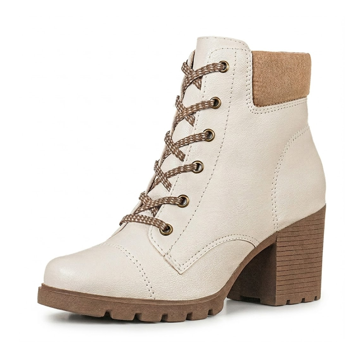 Bota Coturno Feminino de Couro Tratorado