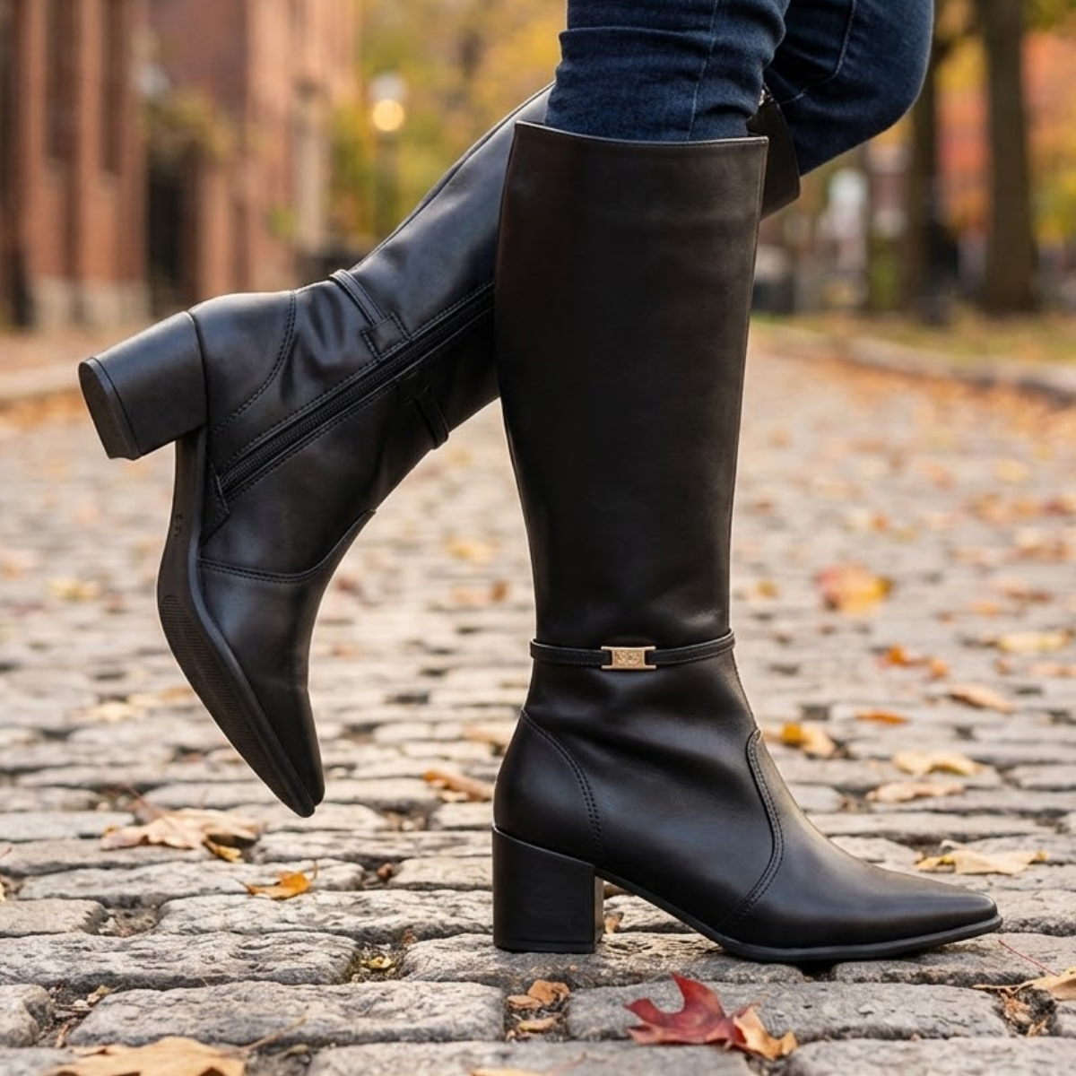 Bota Feminina Cano Longo de Couro Legítimo