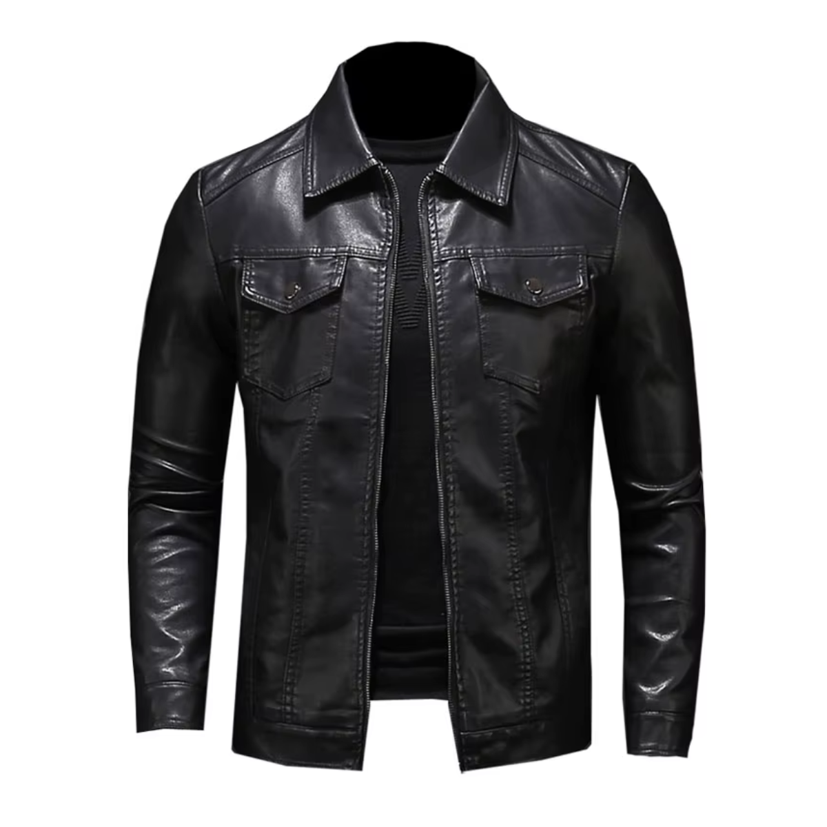 Jaqueta de Couro Legítimo Masculina Slim