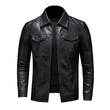 Jaqueta de Couro Legítimo Masculina Slim