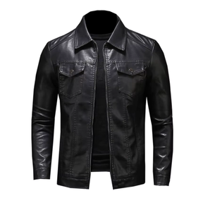 Jaqueta de Couro Legítimo Masculina Slim