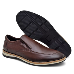 Tênis Masculino Slip On De Couro Legítimo Confortável