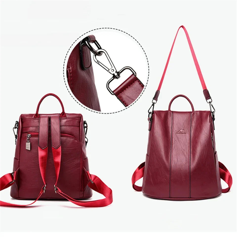 Bolsa Mochila Feminina de Couro