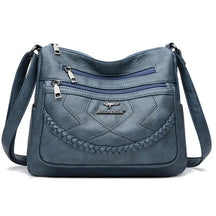 Bolsa de Couro Feminina Transversal Azul 019
