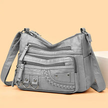 Bolsa De Couro Feminina Transversal Cinza 008