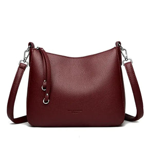 Bolsa de Couro Feminina Transversal Vinho 009