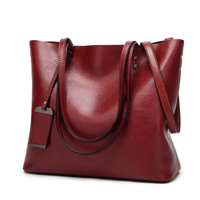 Bolsa Feminina Grande De Couro Legítimo Vinho 537