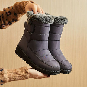 Bota Para Neve Feminina Forrada Impermeável Cinza / 32 234