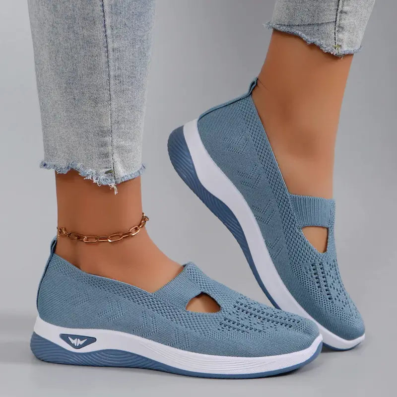 Tênis Ortopédico Feminino Para Caminhada Azul / 34 028